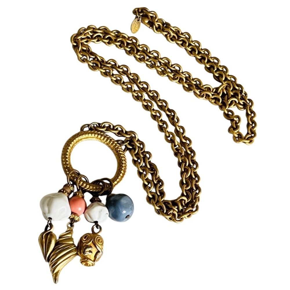 The Limited regal 90s Necklace VTG Signed gold Plated Long Chain Metal Tassel